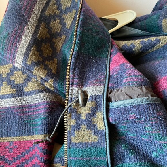 Vtg Eastern Mountain Hooded Sports Jacket Women M Wool Navajo Aztec Southwest - Picture 10 of 10